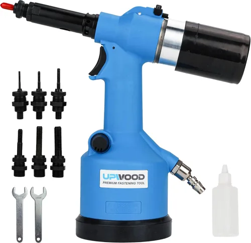 Vista 7 de Herramienta de tuerca remachadora hidráulica de aire resistente, remachadora neumática, kit de ajuste automático de tuercas de remache viene