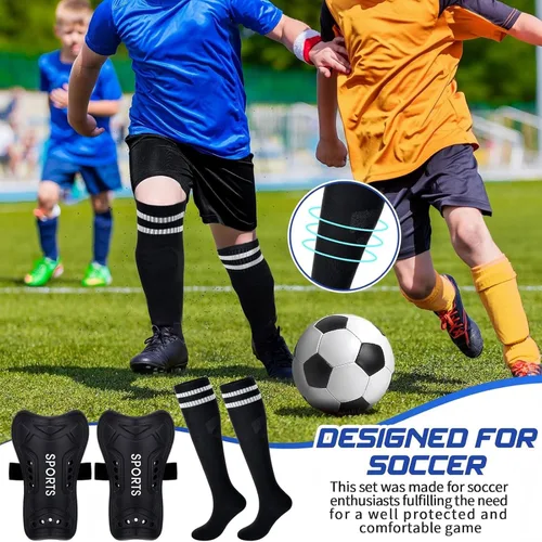 Vista 6 de Syhood - Espinilleras y calcetines de fútbol para niños pequeños y jóvenes, almohadillas protectoras ligeras para espinillas para niños de 3-5