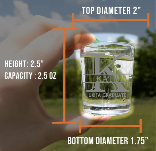 Vista 5 de Vaso de chupito grabado personalizado de 2.5 onzas, 1 paquete, nombre del monograma personalizado, regalos personalizados para hombres y mujeres