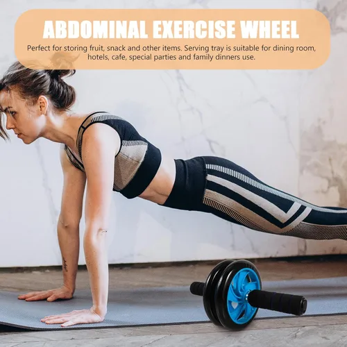 Vista 6 de Rodillo de rueda abdominal silencioso para fitness en casa, entrenador abdominal de dos ruedas para fuerza central y quema de grasa, rodillo