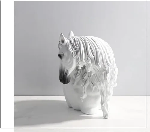 Vista 7 de Escultura china de la estatua del feng shui del estilo chino moderno de la cabeza de caballo de la escultura ornamentos simples de escritorio