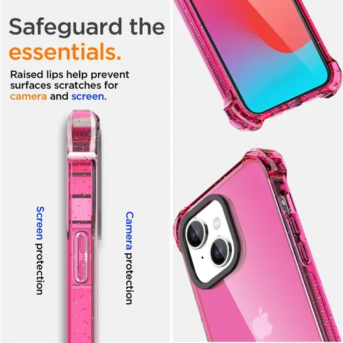 Vista 6 de AICase Funda Rebote Rosa Neón Brillante Compatible con iPhone 15, Transparente a Prueba de Impactos Resistente a Golpes Linda Femenina Adolescente