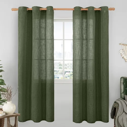 Vista 76 de LAMIT Cortinas de lino marrón caramelo para sala de estar, 84 pulgadas, de lino sintético, texturizado, filtrante de luz, paneles de privacidad