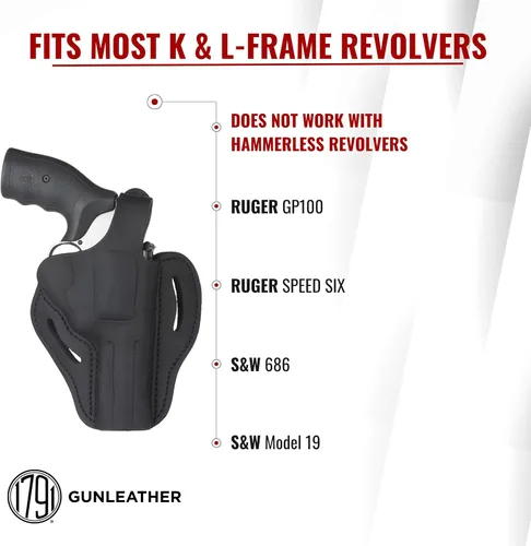Vista 3 de 1791 GUNLEATHER K-Frame Thumbreak - Funda de cuero para pistola OWB CCW para diestros, compatible con Ruger GP100, Smith & Wesson 686
