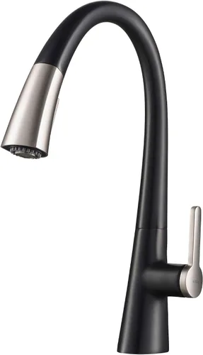 Vista 10 de Kraus Merlin - Grifo de cocina con un solo mango extraíble en transición, color negro mate, KPF-1674MB
