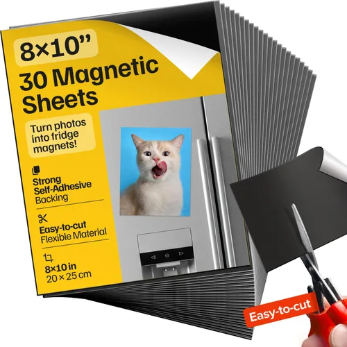 Vista 21 de Hojas magnéticas adhesivas autoadhesivas fuertes 4 piezas (22x28 cm/8.5x11") – Papel magnético personalizable para fotos, imanes adhesivos