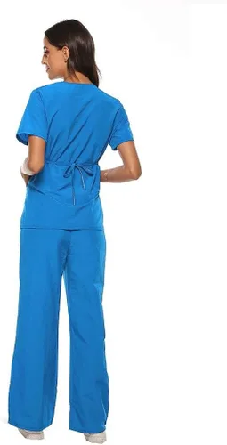 Vista 7 de Conjuntos de ropa quirúrgica para mujer, uniforme de enfermera, camiseta y pantalón deportivo, ropa de trabajo, elástico, de manga corta, cuello