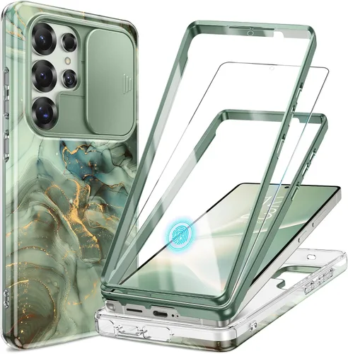 Vista 35 de GVIEWIN para Samsung Galaxy S23 Ultra Funda con cubierta deslizante para cámara, [Protector de pantalla incorporado] [2 Marcos frontales] Funda