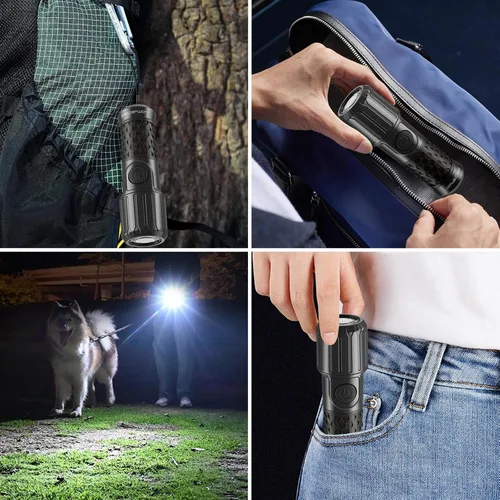 Vista 9 de Linterna LED de mano multifuncional, IPX4 impermeable, base magnética, 3 modos de iluminación, plegable y de mano para el hogar, campamento