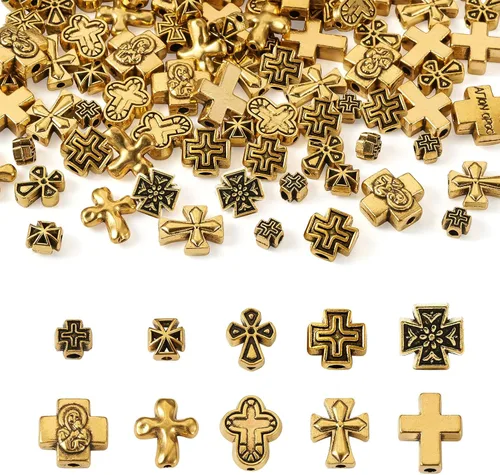 Vista 29 de Craftdady 600 cuentas espaciadoras tibetanas de 10 estilos, colores mezclados, aleación de metal, dijes para pulseras, collares, suministros