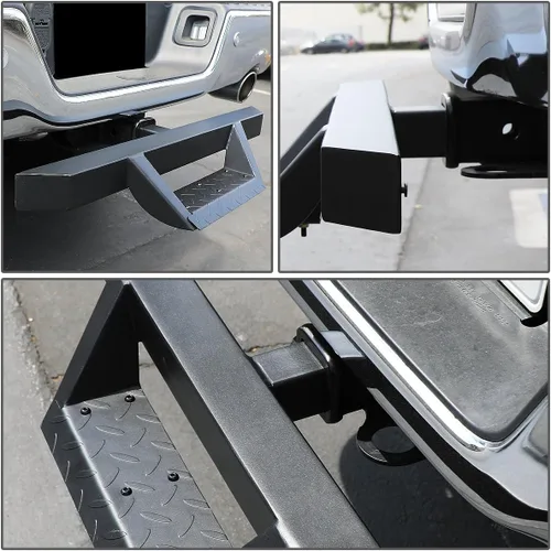 Vista 6 de DNA Motoring Escalón universal de enganche con receptor de 2 pulgadas, protector de parachoques trasero, escalón de enganche para remolque pesado
