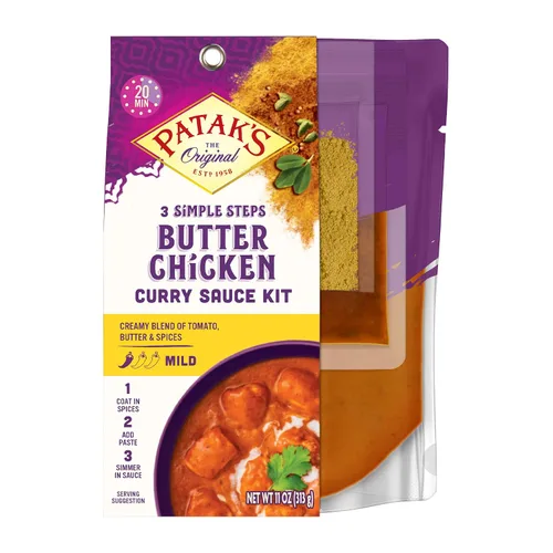 Vista 11 de Kit de salsa de curry en 3 pasos de Patak’s Paquete de variedad (2 Tikka Masala, 1 Butter Chicken) - Kit de comida vegetariana para cocinar