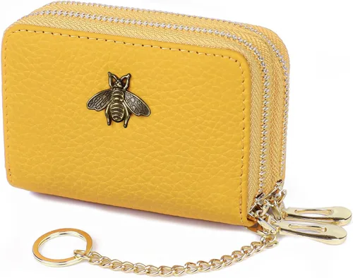 Vista 18 de imeetu Soporte para tarjetas de crédito RFID, cartera pequeña de cuero con cremallera para mujer