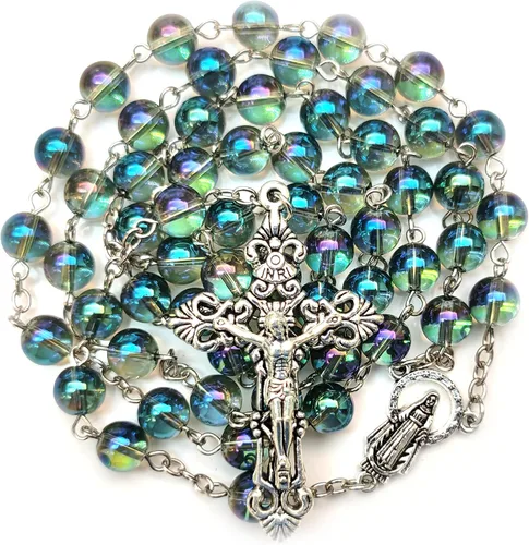 Vista 8 de Rosario Cuentas Chaplet Dazzle Cristal Artificial Rosery Cruz Regalos Católicos