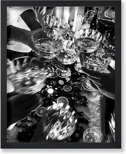 Vista 45 de Monem Art - Póster de mujer en la bañera, estampado de champán vertido, arte con alcohol, arte funky, arte en blanco y negro, arte fotográfico