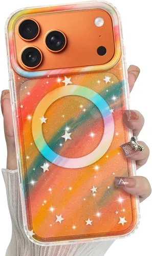 Vista 42 de Bonoma Funda magnética para iPhone 13 【Soporte para Magsafe】Protector de cámara de lujo de cristal fluorescente iridiscente con láser brillante + 2