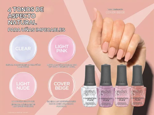 Vista 3 de Gelish Foundation Flex – Capa base flexible para uñas, relleno de estrías y protección perfecta, kit de esmalte de uñas de gel de base de goma