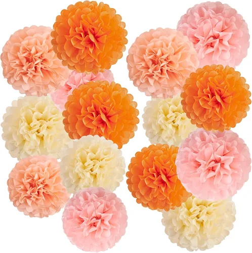 Vista 11 de Pompones de Papel de Flores Rosa Intenso Decoraciones Colgantes Bola de Flores Rosas para el Día de la Madre Baby Shower Boda Guardería Fiesta
