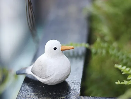 Vista 7 de Figura de pájaro gaviota tallada a mano en madera, pequeña decoración de pájaro para el hogar, estatua de pájaro para decoración de estante (gaviota)
