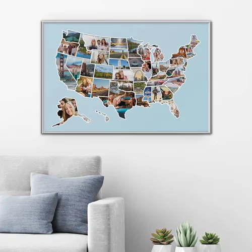 Vista 6 de 1DEA.me Mapa fotográfico de Estados Unidos - Mapa de viaje de 50 estados - 24 x 36 pulgadas - Incluye un creador de fotos seguro - Fácil de usar