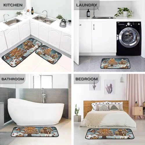 Vista 5 de Christmas Tree Kitchen Mat Set of 2, Non-Slip Kitchen Rug for Floor, Waterproof Sink Carpet for Home, Office, Laundry 20848428