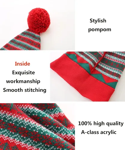 Vista 5 de LMLALML Sombreros de Navidad para mujeres niños y hombres elegante de punto cálido divertido gorro para Año Nuevo fiesta festiva