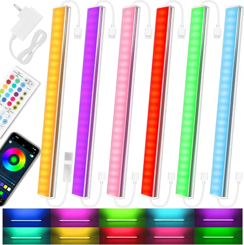 Vista 8 de Benreom Kit de 3 luces RGB para debajo del gabinete, aplicación inteligente y control remoto para debajo del gabinete, luces regulables debajo