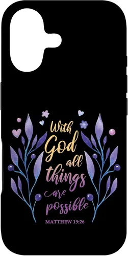 Vista 32 de with God All Things are Possible Matthew 19:26 Christian Case for iPhone 16