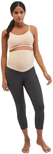 Vista 2 de Motherhood Maternity Women's Essential Stretch Secret Fit Over the Belly Leggings Full Length & Crop Length XS-3X 1 & 2 Packs