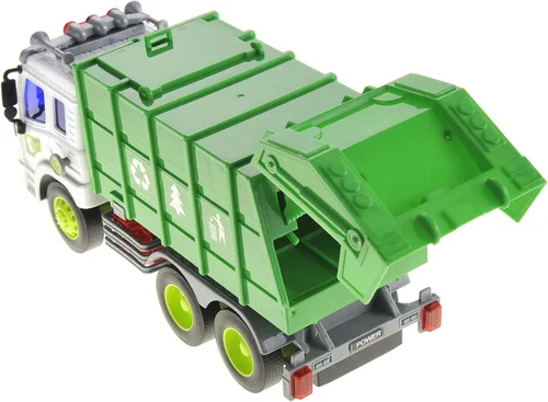 Vista 4 de PowerTRC Camión de basura de juguete con camión de basura, camión de basura alimentado por fricción para niños pequeños, camión de reciclaje