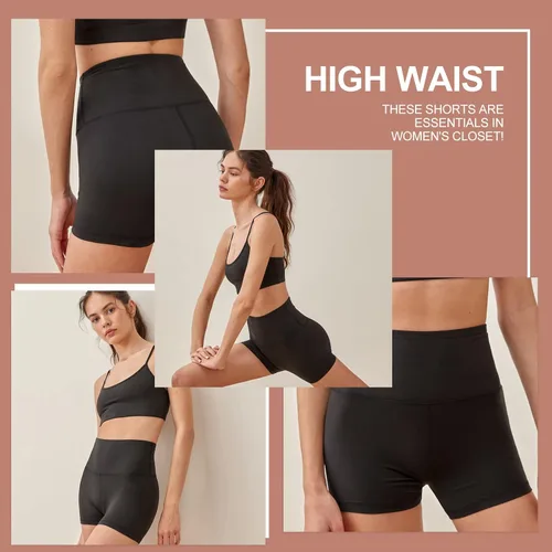 Vista 5 de QGGQDD - Pantalones cortos bicicleteros de cintura alta para mujer, pantalones cortos deportivos de 5 pulgadas, sensación muy suave