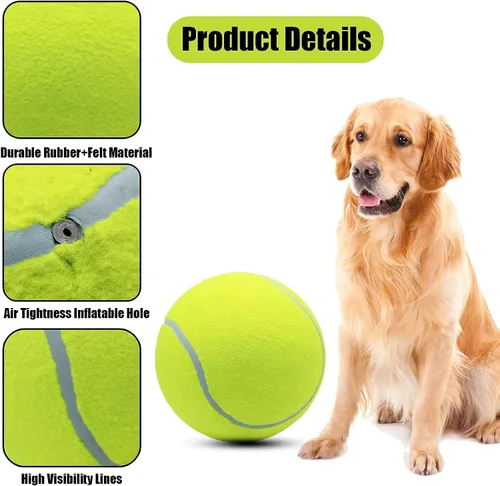 Vista 2 de Magicorange Paquete de 4 pelotas de tenis gigantes de 6 pulgadas, pelotas de tenis grandes para perros, pelotas de tenis para perros para deportes