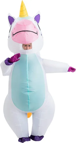 Vista 4 de Spooktacular Creations Disfraz inflable para adulto, cuerpo completo montando un unicornio para fiesta inflable de Halloween