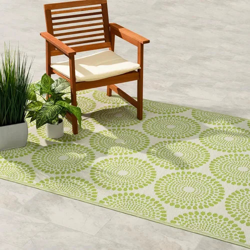 Vista 18 de Fab Habitat - Alfombra de exterior azteca, impermeable, resistente a la decoloración, sin arrugas, plástico reciclado de primera calidad, a rayas