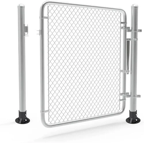 Vista 6 de Brida de piso de poste de valla de eslabones de cadena resistente, placa de anclaje de base de poste de acero galvanizado de 2-3/8 pulgadas