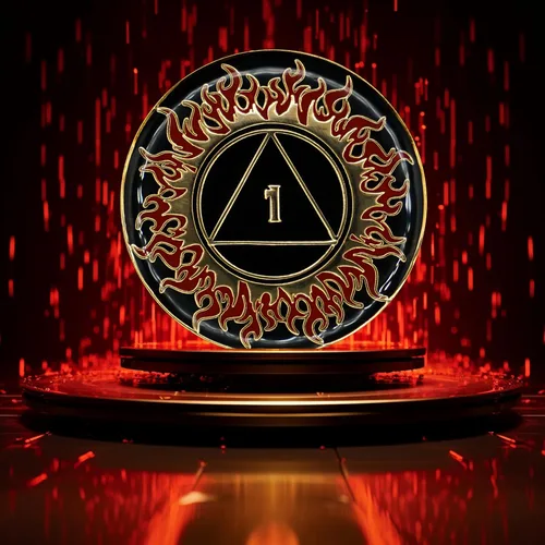 Vista 6 de Moneda de sobriedad de 1 año Flames AA Chip Medallion Recovery Gift Aniversario Token con Alcohólicos Anónimos Afirmación de promesa de décimo paso