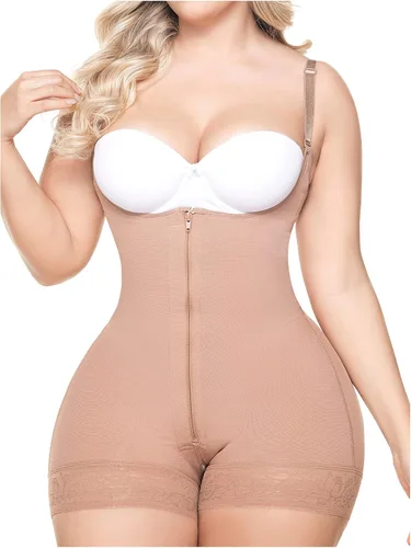 Vista 10 de Sonryse Fajas Colombianas Postparto Tummy Tuck Post Surgery Compression Bodysuit Garment for Women Beige-Mid Longitud del muslo-047bf