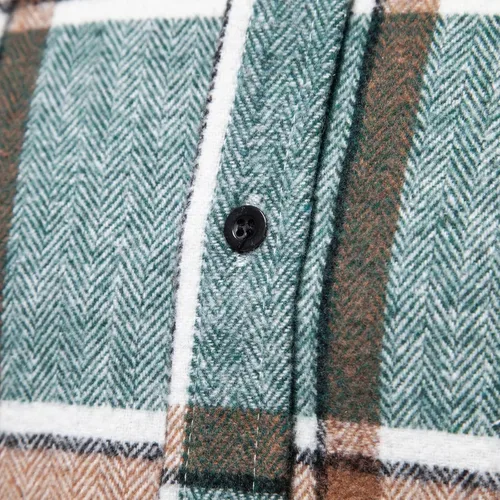 Vista 6 de Camisas de manga larga para hombre, con botones, casual, elegante, a cuadros, con botones, ligera, abrigo de otoño
