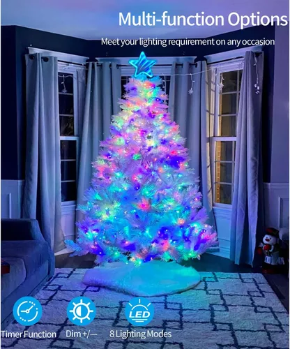 Vista 5 de Tira de 100 luces LED EchoSari, para exteriores, operadas con batería y control remoto (con capacidad de atenuación, temporizador y 8 modos), a