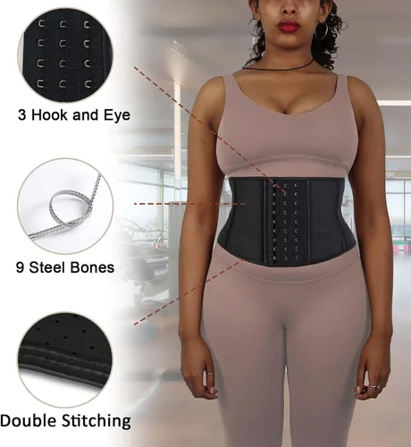 Vista 6 de Atbuty Super Short Torso Waist Trainers Cincher Corset Tummy Shaper Slimming Latex Girdle