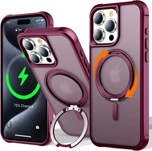 Vista 92 de UMIONE - Funda con diseño de anillo magnético giratorio de 360° para iPhone 11, soporte de bucle invisible integrado, compatible con Magsafe, funda