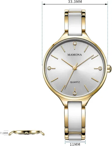 Vista 3 de MAMONA Watches for Women Christmas Gifts for Women Wife, Girls & Ladies Fashion Bracelet Watch Set Waterproof Womens Ceramic Watch Casual Wrist