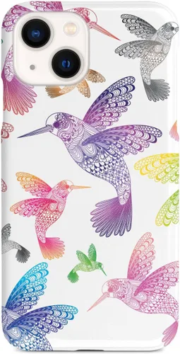 Vista 23 de Inspired Cases - Funda para iPhone 13 Mini con textura 3D - Funda protectora de goma para Apple iPhone 13 Mini - Zentangle Hummingbirds - Multicolor