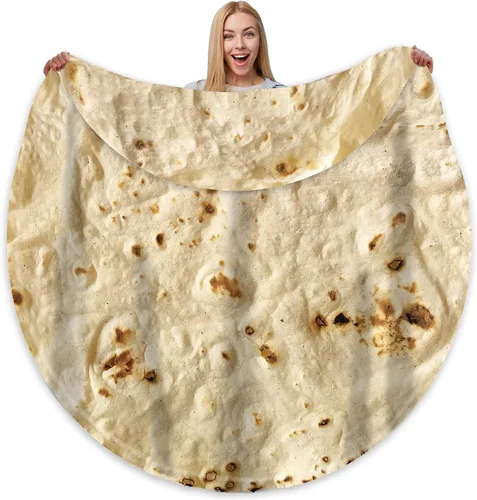 Vista 12 de Bcareself Manta de Tortilla 2.0 de Doble Cara Tamaño Adulto Gigante de Doble Cara para Niños Divertida Realista de Comida Personalizada Manta