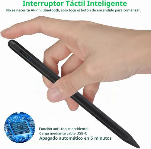 Vista 5 de Lápiz óptico electrónico para iPad de 5ª generación de 9.7 pulgadas 2017, lápiz capacitivo activo recargable tipo C, compatible con Apple iPad de 5ª