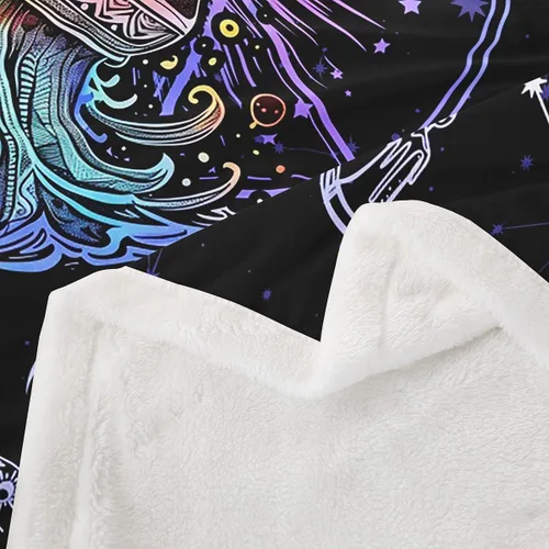 Vista 4 de Manfei Acuario - Manta de astrología trippy para niños y niñas, decoración de habitación de doce constelaciones, manta de forro polar suave