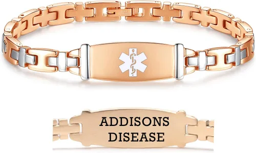 Vista 105 de LinnaLove Lady Medical Alert - Pulseras médicas de acero inoxidable para mujer, 7.5 pulgadas