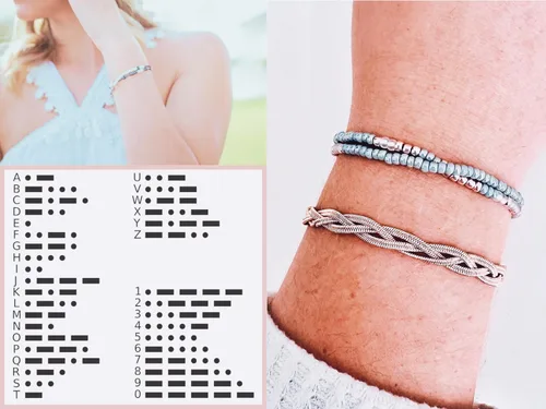 Vista 6 de Keep Him Safe Day And Night Morse Code Beaded Wrap Bracelet for Law Enforcement Mother, Unique Gift for Mom Wife Girlfriend Grandma Sister Best