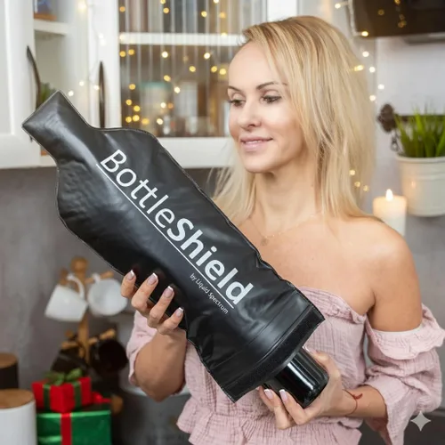 Vista 2 de Bottle Shield - Bolsa de viaje reutilizable con protector de vino (paquete de 6) – Traje de envoltura con amortiguación de burbujas, funda