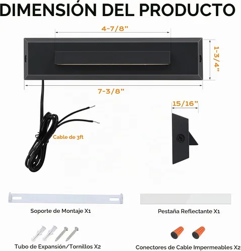 Vista 7 de CLOUDY BAY [Paquete de 12] Luces LED de Escalón de 3 Colores de Bajo Voltaje 12-24V para Exteriores, Luz de Contrahuella de Escalera de Paisajismo